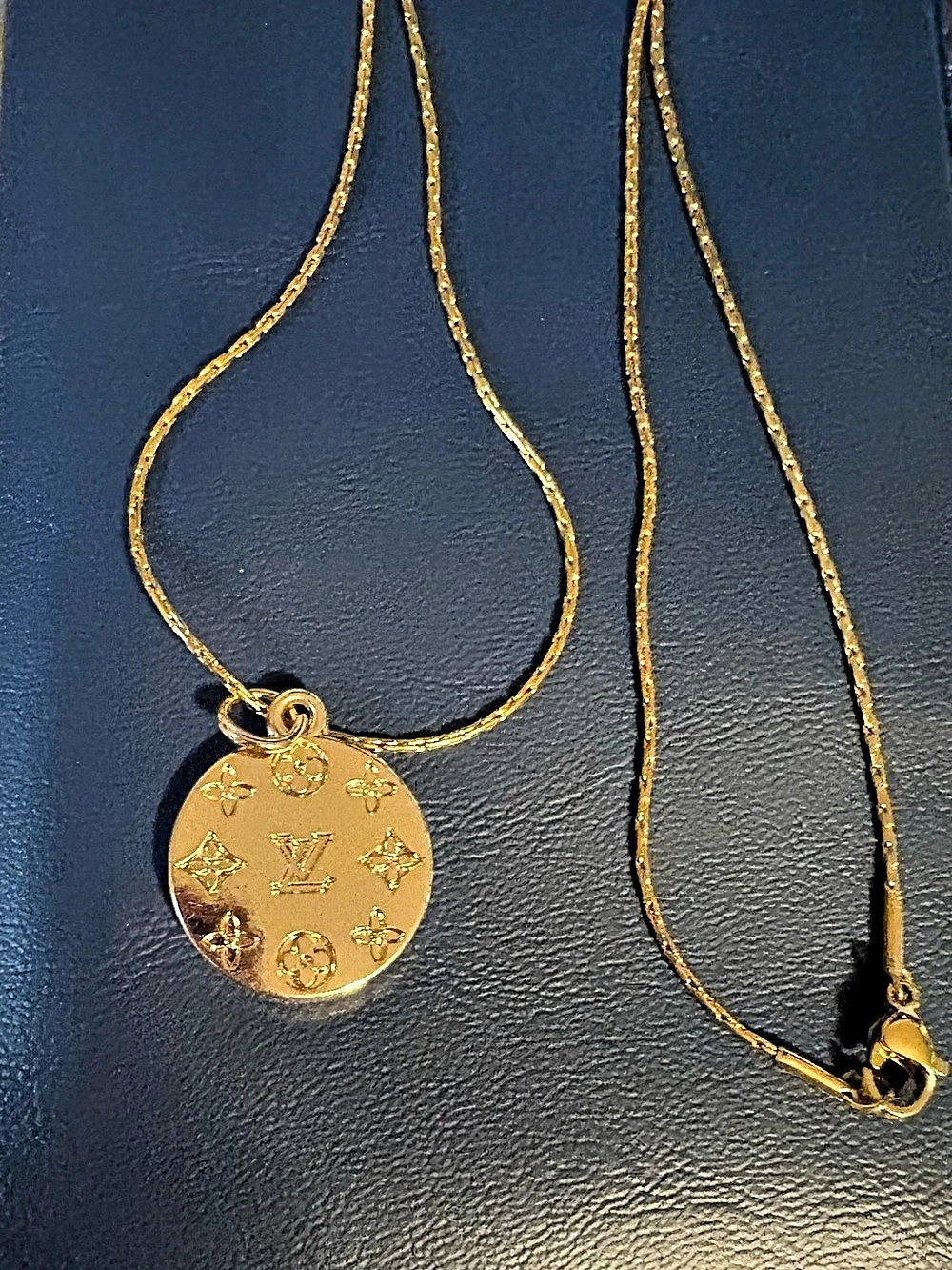 Gold-Tone Monogram Pendant Necklace
